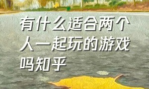 有什么适合两个人一起玩的游戏吗知乎