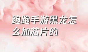 跑跑手游黑龙怎么加芯片的