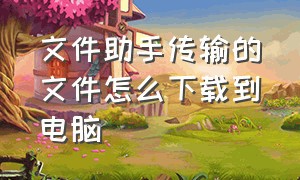 文件助手传输的文件怎么下载到电脑