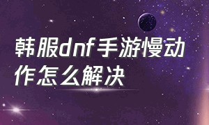 韩服dnf手游慢动作怎么解决