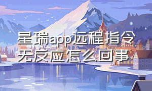 星瑞app远程指令无反应怎么回事