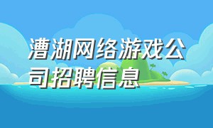 漕湖网络游戏公司招聘信息