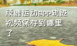 顽鹿运动app轨迹视频保存到哪里了