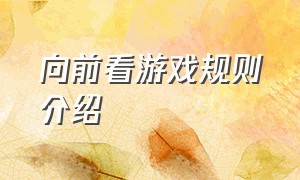 向前看游戏规则介绍