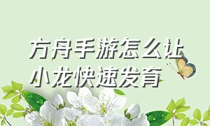 方舟手游怎么让小龙快速发育