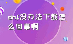 dnf没办法下载怎么回事啊