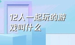 12人一起玩的游戏叫什么