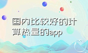 国内比较好的计算热量的app