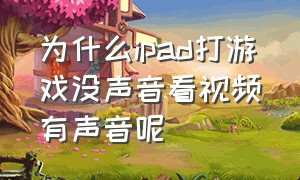 为什么ipad打游戏没声音看视频有声音呢