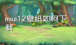 miui12壁纸如何下载