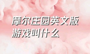 摩尔庄园英文版游戏叫什么