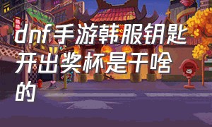 dnf手游韩服钥匙开出奖杯是干啥的