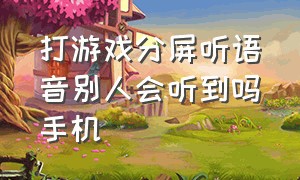 打游戏分屏听语音别人会听到吗手机