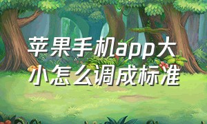 苹果手机app大小怎么调成标准