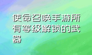 使命召唤手游所有等级解锁的武器