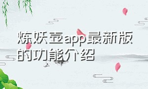 炼妖壶app最新版的功能介绍