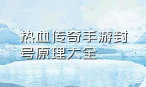 热血传奇手游封号原理大全