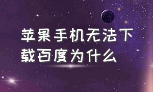 苹果手机无法下载百度为什么