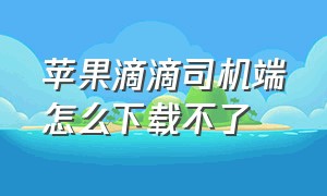 苹果滴滴司机端怎么下载不了