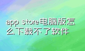 app store电脑版怎么下载不了软件