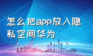 怎么把app放入隐私空间华为