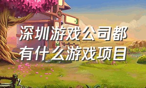 深圳游戏公司都有什么游戏项目