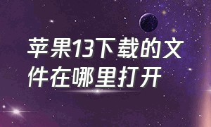 苹果13下载的文件在哪里打开