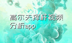 高尔夫挥杆视频分析app