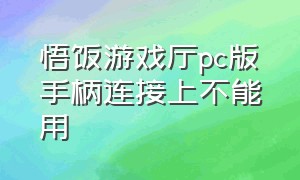 悟饭游戏厅pc版手柄连接上不能用