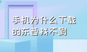 手机为什么下载的东西找不到