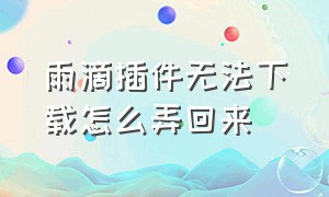 雨滴插件无法下载怎么弄回来