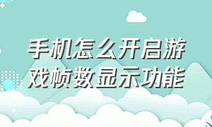 手机怎么开启游戏帧数显示功能