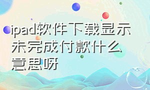 ipad软件下载显示未完成付款什么意思呀