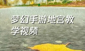 梦幻手游地宫教学视频