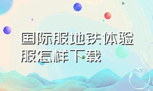 国际服地铁体验服怎样下载