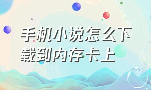 手机小说怎么下载到内存卡上