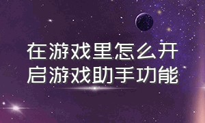 在游戏里怎么开启游戏助手功能