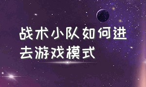 战术小队如何进去游戏模式