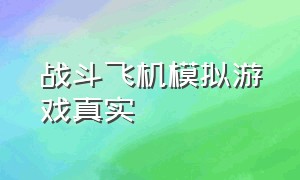 战斗飞机模拟游戏真实