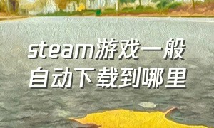 steam游戏一般自动下载到哪里