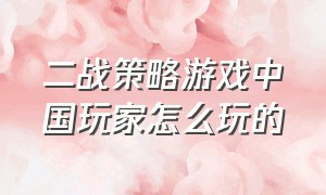 二战策略游戏中国玩家怎么玩的