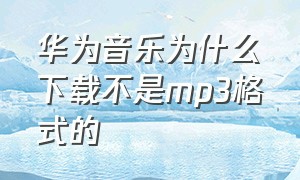 华为音乐为什么下载不是mp3格式的