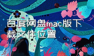 百度网盘mac版下载文件位置