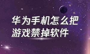 华为手机怎么把游戏禁掉软件