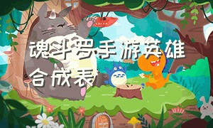 魂斗罗手游英雄合成表