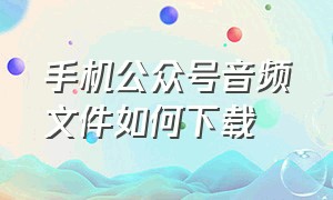 手机公众号音频文件如何下载