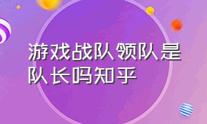 游戏战队领队是队长吗知乎