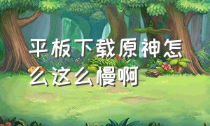 平板下载原神怎么这么慢啊