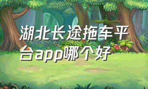 湖北长途拖车平台app哪个好