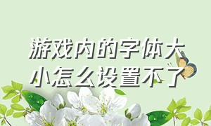 游戏内的字体大小怎么设置不了